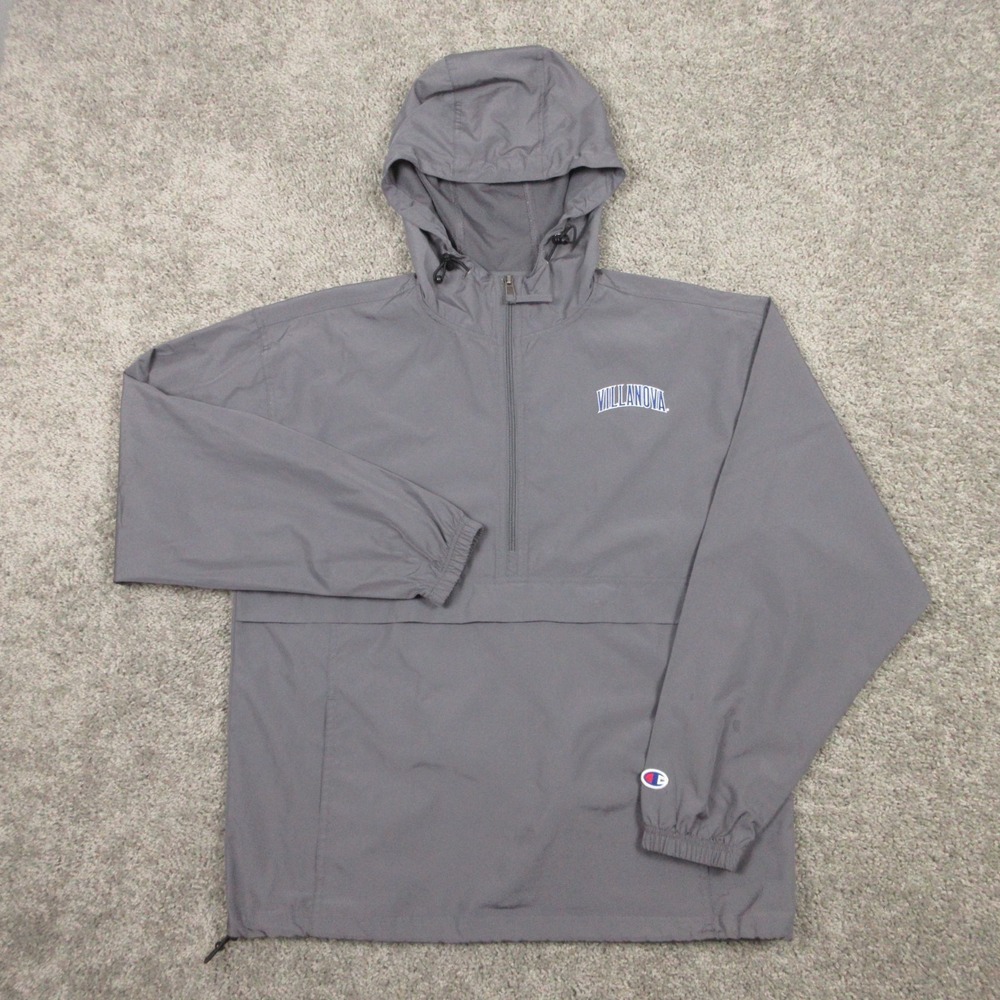 Villanova Wildcats Jacket Mens Medium Gray Champion Anorak Windbreaker Logo